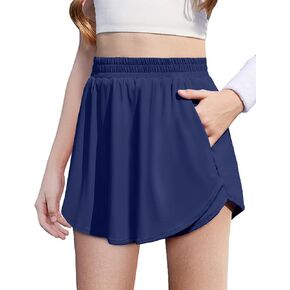Zaclotre Girls Athletic Shorts with Zipper Pockets 2 in 1 Flowy Skirt Overlay Kids Running Workout Soccer Sports Shorts