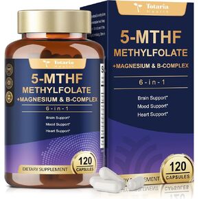L Methylfolate 15mg 5-MTHF with B-Complex & Dual Magnesium | Active 5-MTHF Form + Methyl B12 | Supports Methylation, Cellular Function & Energy Metabolism | Non-GMO, Gluten Free (120 Capsules)