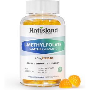 L Methylfolate Gummies ، 5 -MTHF 1MG Gummies for Kids & Come - 4+ ، مكملات ميثيل و B12 ، ملحق MTHFR قابل للامتصاص للغاية ، دعم صحة الدماغ ، المناعة ، نمو الأطفال ، 60 COUNT