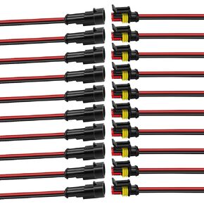 10Pcs Car Waterproof Electrical Connector, 2 Pin Connector, 18 AWG 2 Wire Waterproof Connector, Car Electrical Connectors for Automobiles, Trucks, Boats, Motorcycles and Other Electrical Connections