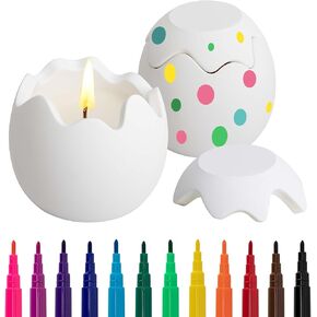 EBaokuup Set of 2 Easter Eggs Scented Candle-Paintable Egg Shaped Candle Soy Candle with 12 Markers-Easter Egg Aromatherapy Candles for DIY Home Decoration Birthday Party Gifts