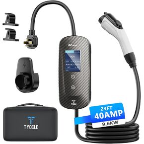 2025 New Portable Level 2 EV Charger (40amp ، 240V ، NEMA 14-50p) مع كابل 23 قدم. تعمل معدات المركبات الكهربائية المتنقلة على شحن سيارة المنزل ، مما يوفر الشحن لنموذج EV