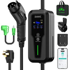 Level 2 EV Charger 40Amp - 240V Electric Vehicle Portable Charging Stations with NEMA 14-50, 25FT Cable, Smart APP, 9.6KW Turbo Charge, Plug & Play for J1772 SAE/PHEVs