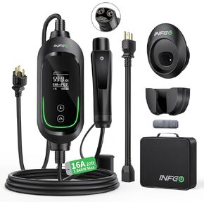 Level 1 and Level 2 Portable EV Charger for Tesla, 16Amp 120V/240V, Adjustable Smart EV Charging Station for Tesla X/Y/3/S, 25FT Cable with NEMA 5-15 and 6-20 Plug