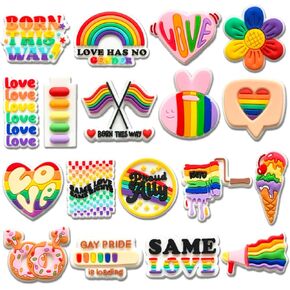 18Pcs Farm Animals Hockey Cheer Cat Medical Fireman Shoe Charms, Transportation Mom Inspirational Gay Wedding Charms Pack for Adults Shoe Decoration