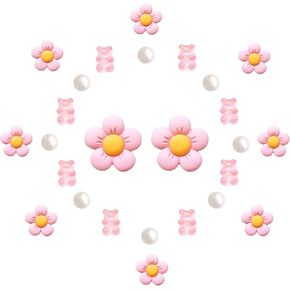 Yojo 26pcs سحر الأحذية ، ملحقات أحذية زهرة الدب الصمغية ، ديكور لؤلؤة للنساء ، سحر الديكور أحذية DIY لصنادل السدقة