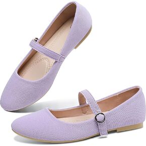 Obtaom Mary Jane Flat Shoes Round Toe Ballet Flats for Women Flug Fabrics Flats Flats Flats Classic Strap Flats for Office