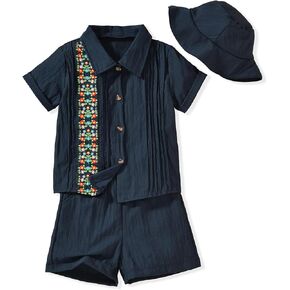 HIHA Toddler Boys Mexican Embroidered Short Set