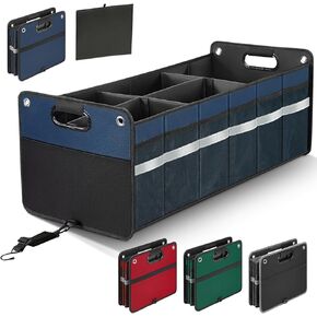 Car Trunk Organizer, Car Storage Organizer, Collapsible Multi Compartment for Car, Suv, Sedan, Truck, 100L, Extra Larger (Black, 100L)