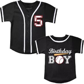 Kids Birthday Baseball Shirt Boys Baseball Jersey Birthday Gift Short Sleeve Tops for 1-6 Years
