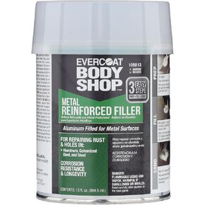 Evercoat Body Shop 105013 Metal Reinforced Filler for Repairing Rust and Holes in Aluminum & Galvanized Steel, Corrosion Resistance & Longevity, Easy Mix Hardener Included 13 Fl Oz.