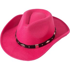 Joyebuy Classic Wide Brim Women Men Western Style Cowboy Cowgirl Hats مع حزام الإبزيم