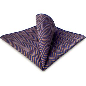 S&W SHLAX&WING Pocket Squares for Men Zigzag Pattern Blue Navy with Red Brown 12×12