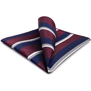 S&W SHLAX&WING Mens Pocket Squares Stripes Blue Red Striped Handkerchief Formal