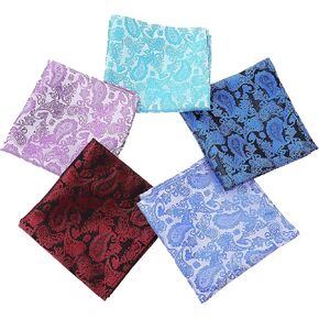 5pcs Suit Pocket Squares for Men, Mens Pocket Squares for Suit Jacket 9.8 x 9.7 In, Soft and Easy to Carry,Suitable for Wedding Party Suits Accessories, Wedding, Business Banquet,5 Colors