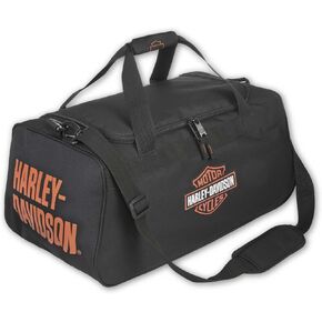Harley-Davidson Orange Bar & Shield Logo Zip Rugged Graphic Duffel Bag - Black