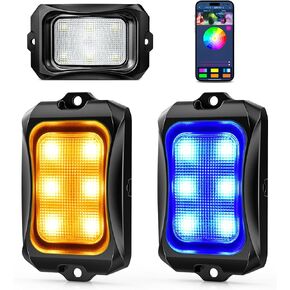 MICTUNING 2nd-Gen RGB LED Rock Lights with Bluetooth Controller, Timing Function, Music Mode - 8 Pods Multicolor Neon LED Light Kit in Saudi Arabia