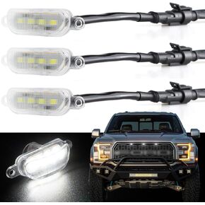Boigoo Front Grille Light Compatible with Ford F150 Raptor 2004-2019 & Dodge Ram 1500 2013-2018 Raptor Style Aftermarket Grilles, Cars Grid Decorative Amber LED (Yellow Lights Smoked Lens)