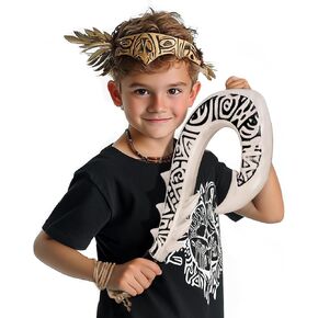 The Polynesian Demigod Maui-Inspired Cosplay Samll Fish Hook Props Engraved Hawaii Tribal Design (Ivory White)