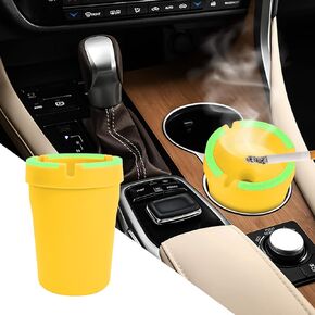 Glow in The Dark Ashtray, Car Ashtrays for Cup Holder Smell Proof, Multifunctional Ashtray with Lid Smell Proof, Smokeless Ashtray for Car Truck SUV Keep Car Interior Accessories Tidy (Pink)