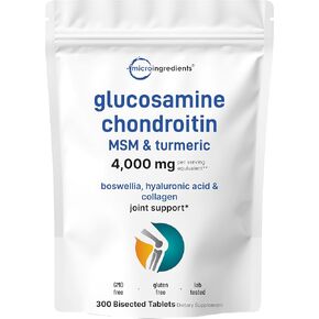 Glucosamine Chondroitin MSM & Turmeric 4,000mg Equivalent, 300 Bisected Tablets | Joint Health & Mobility Support for Women & Men | 7-in-1 with Boswellia, Hyaluronic Acid & Collagen Complex
