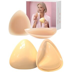 Sticky Bra Push Up Inserts Set - Reusable Double Sided Adhesive Bra Pads with Triangle Nipple Covers