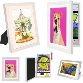 2pcs Kids Art Frames Front Opening Kids Artwork Frames Changeable Wall Gallery Photo Frame Display for 3D Picture,A4 Art-Work,Crafts,Children Drawing,Hanging Art,Portfolio Storage-White