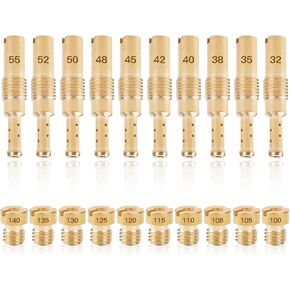 20PCS Carburetor Main Jet Kit, include 10PCS Carburetor Main Jet and 10 Pieces Slow Jet compatible with PWK Keihin OKO CVK PWM Type
