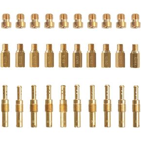 20 Pcs Carburetor Main Jets and 10 Pcs Slow Pilot Jets for Keihin OKO KOSO CVK PE PWK Carb, Brass Jet Kit