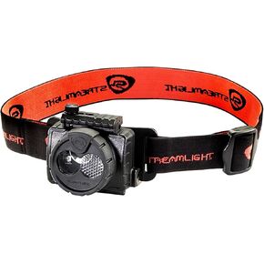 مصباح أمامي Streamlight 61603 بقدرة 125 لومن مزدوج قابل لإعادة الشحن عبر USB مع شاحن تيار متردد 120 فولت وأشرطة قبعة مرنة وصلبة قابلة للتعديل، أسود