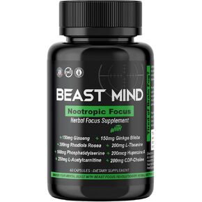 Focus Clarity Nootropic Blend | Ginkgo Biloba | Huperzine A | Rhodiola | Citicoline | L-Theanine | Enhanced Focus & Clarity & Cognitive Function Labs