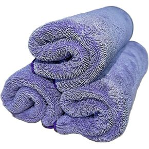 The Diva Rinseless Car Drying Towel-16x20 inches, 1200 GSM Microfiber Twist Loop, Premium Korean Quality, Suede Edge Towel for Auto Detailing, Paint Safe, Purple - 3 Pack