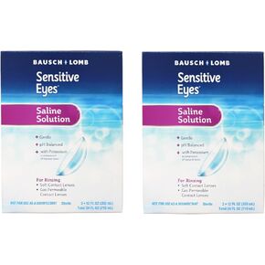 Bausch & Lomb Sensitive Eyes Plus Saline Solution, 24 Fl Oz (Pack of 2)