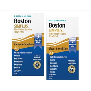 Boston Simplus Contact Lens Solution ، للعدسات اللاصقة الغازية ، تضمنت حالة العدسات اللاصقة ، 1 Fl Oz (حزمة 2)