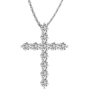 Houston Diamond District 1 Carat Total Weight 14K White Gold Round LAB GROWN Diamond Cross Premium Collection