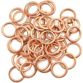 N0138156 50PCS Copper Drain Plug Gasket, Replacement for A3 A4 A5 A6 A7 A8 Q3 Q5 Q7 TT RS7, Replaces 0324658 01143588 9400313279