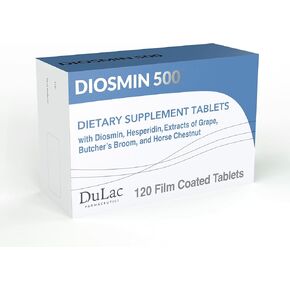 Dulàc - Diosmin 500 Hemorrhoid and Leg Vein Supplement 40 Tablets, Diosmin, Horse Chestnut Extract, Butchers Broom, Hesperidin for Circulation, Made in Italy