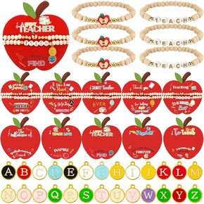 Personalized 20 Sets Teacher Appreciation Gifts Bracelets Thank You Teacher Gifts Teacher Jewelry Gift with Teacher Bracelet Thank You Message Apple Card Graduation Gifts for Teacher
