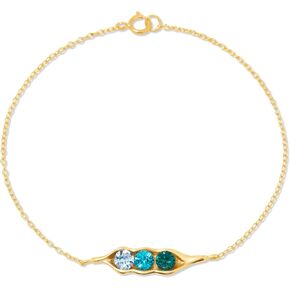 EVE'S ADDICTION Peas in a Pod Bracelet - Personalized Gold Three Stone Peas in a Pod Birthstone Bracelet - Birthstone Jewelry - Gift for Mom - Gifts for Mom