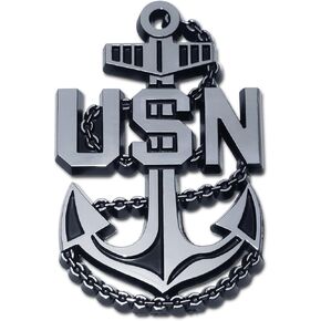 Elektroplate Officially Licensed USN Navy Anchor OEM Chrome Emblem for Cars, Trucks, and All Auto | Universal Fit at 3.25" x 2.1" | Weatherproof