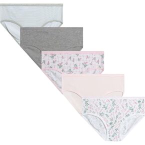Laura Ashley Girls Underwear Briefs - 5 Pack Soft Comfort Stretch Breathable Cotton Underwear Panties for Girls (Sizes:4-12)