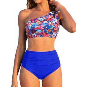 Women High Waisted Bikini - One Shoulder Bathing Suit Tummy Control Two Piece Swimsuit 2025