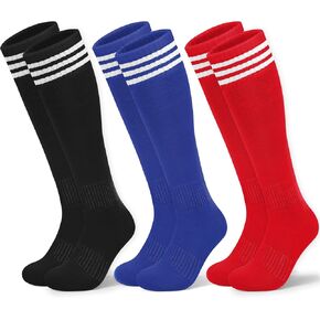 YSense Kids Soccer Socks for Girls Boys, Long Cotton Youth Football Knee High Athletic Calf Tube Stockings Socks for School