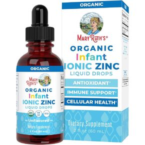 Organic Infant Ionic Zinc Liquid Drops by MaryRuth's | Zinc Sulfate for Immune Support | Organic Glycerin | Antioxidant | Vegan | Formulated for Babies Ages 6-12 Months | 1 Month Supply | 2 Fl Oz