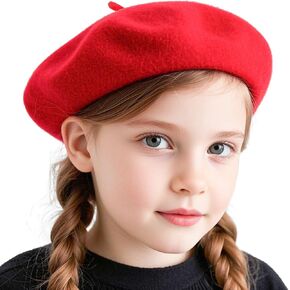 Wool French Beret Hat 4 Pcs Artist Hat Red Barrette Hat for Girl