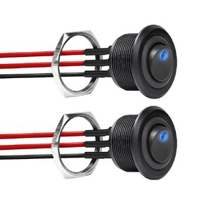 ACEGOO 12V ROCKER ROCKER ROCKER ROCKER RED RED FLUSTED SWITCH 20A SPST 12V/24V ON/OFF التبديل مع 4 LEAD AWG مسبقًا لسيارات سيارة RV Boat Truck Automotive ، 1 "ثقب الحفر ، جبل تثبيت الجوز (2pcs)