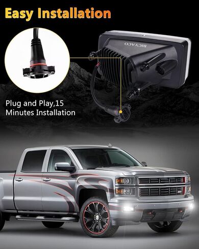 BICYACO Led Fog Lights 5202 w/Bulbs Compatible with Silverado 1500 2500 3500 2008-2014/ Avalanche 2007-2011 / Suburban 2007-2014/ Tahoe 2007-2014/ GMC 07-15 Sierra/Yukon w/Off-Road Package - Chrome in Saudi Arabia