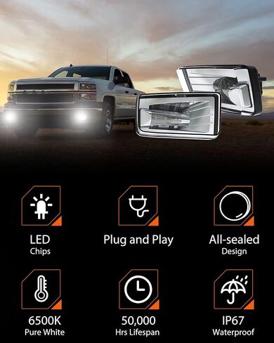 BICYACO Led Fog Lights 5202 w/Bulbs Compatible with Silverado 1500 2500 3500 2008-2014/ Avalanche 2007-2011 / Suburban 2007-2014/ Tahoe 2007-2014/ GMC 07-15 Sierra/Yukon w/Off-Road Package - Chrome in Saudi Arabia