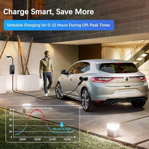 Level 1 &2 EV Charger, 16A, Adjustable Current & Timing Delay, 25FT, 110V–240V, NEMA 5-15 & 6-20 Plugs, J1772 Electric Car Charger for All EVs/PHEVs(Tesla Needs Adapter) in Saudi Arabia