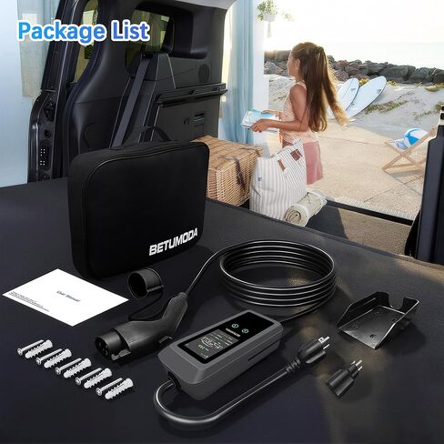 Level 1 &2 EV Charger, 16A, Adjustable Current & Timing Delay, 25FT, 110V–240V, NEMA 5-15 & 6-20 Plugs, J1772 Electric Car Charger for All EVs/PHEVs(Tesla Needs Adapter) in Saudi Arabia